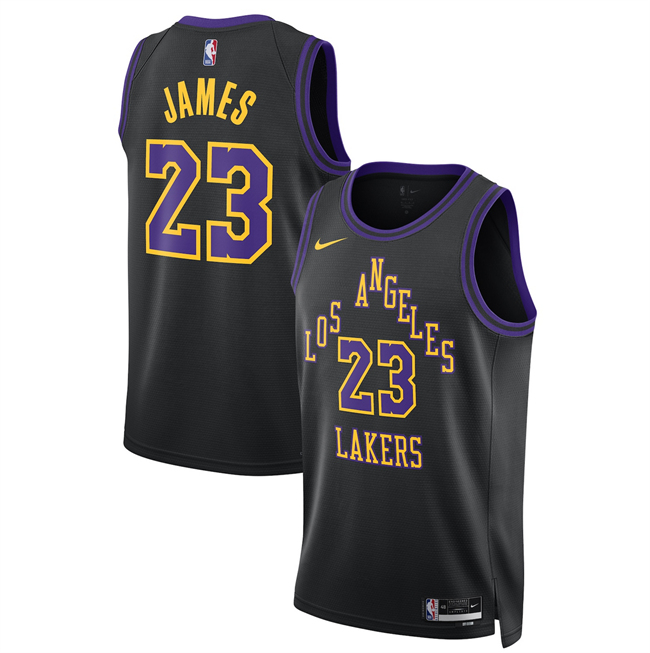 Men's Los Angeles Lakers #23 LeBron James LeBron James Black 2025/26 City Edition Stitched Basketball Jersey
